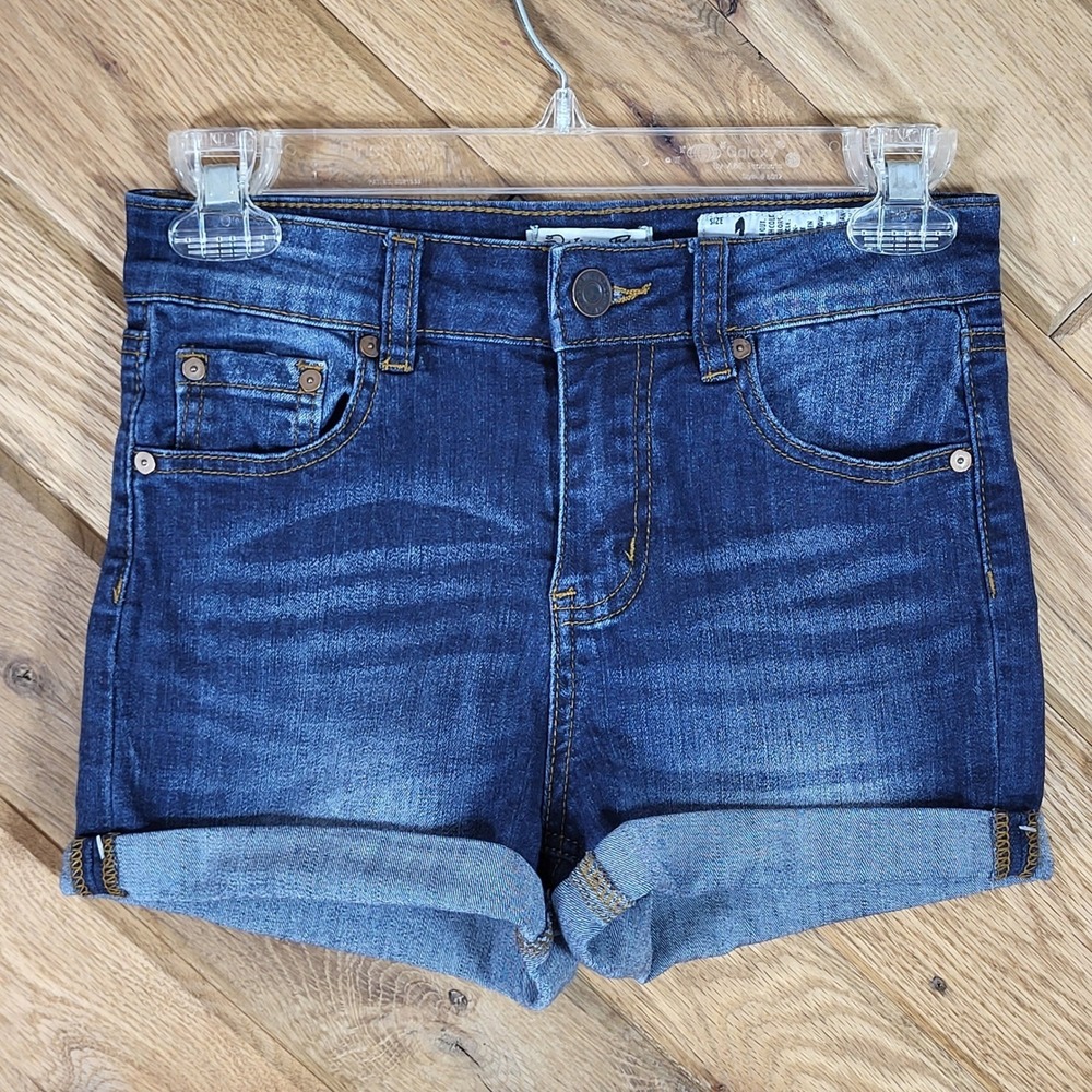 Indigo Rein Denim Shorts Juniors Size 1 Cuffed Dark Wash Blue